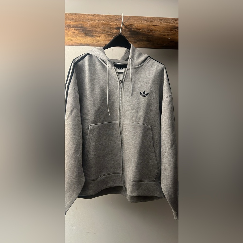 Adidas Men's Heather Gray Zip-Up Sweater